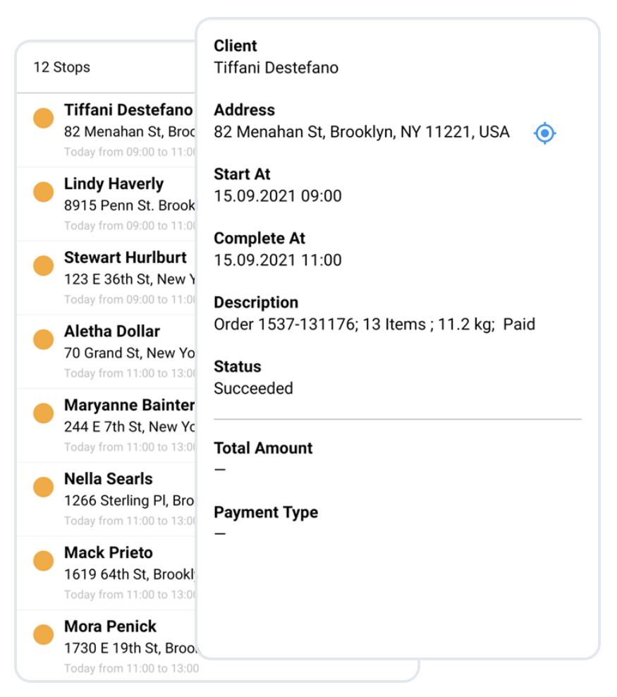 ufleet native driver app screenshot showing a list of tasks